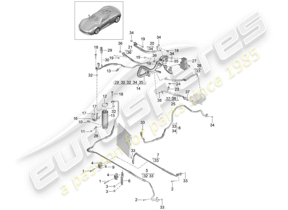 Porsche 918 Spyder (2015) REFRIGERANT CIRCUIT Parts Diagram