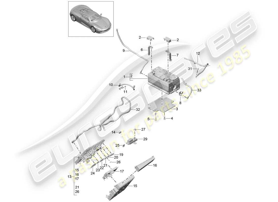 Porsche 918 Spyder (2015) Battery Parts Diagram