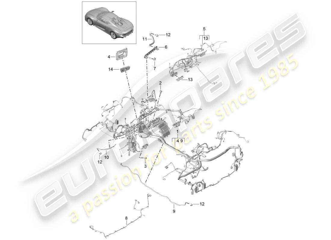 Porsche 918 Spyder (2015) wiring harnesses Part Diagram