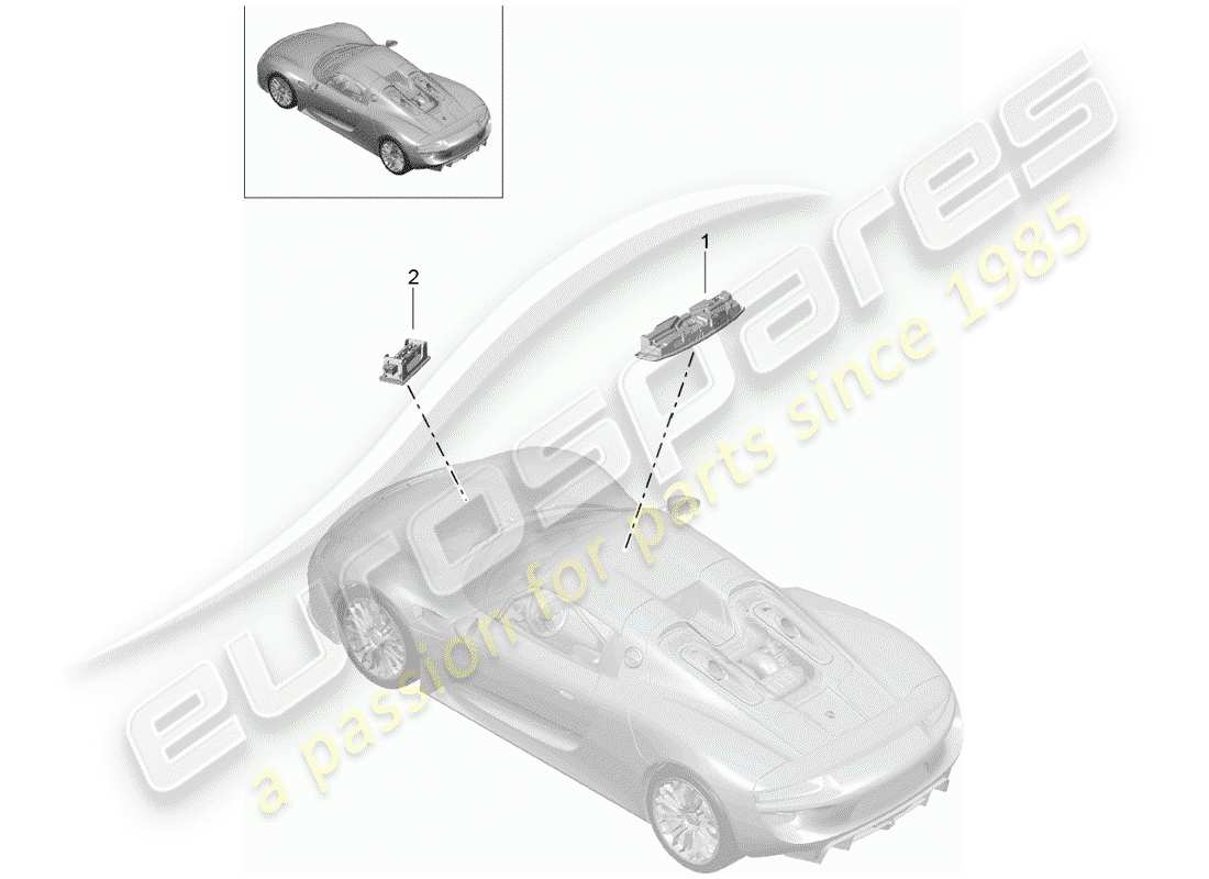 Porsche 918 Spyder (2015) Interior Lights Parts Diagram