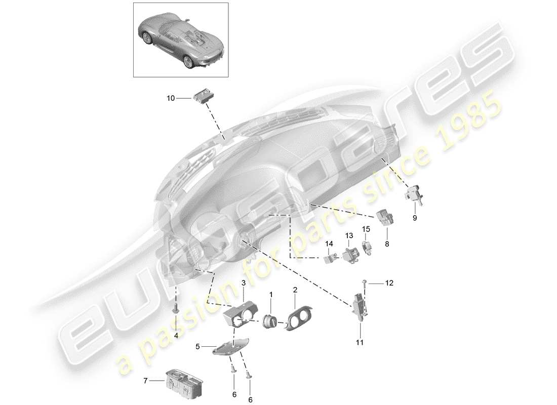 Porsche 918 Spyder (2015) SWITCH Parts Diagram