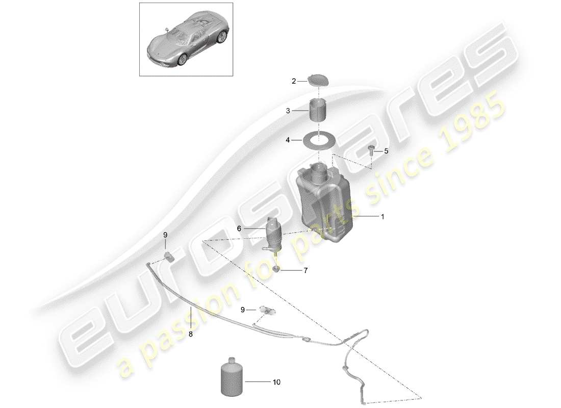 Porsche 918 Spyder (2015) windshield washer unit Part Diagram