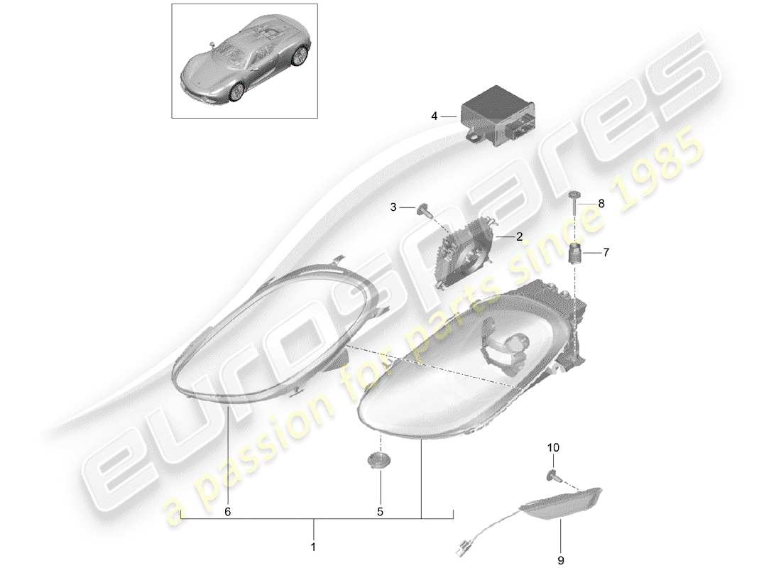 Porsche 918 Spyder (2015) LED HEADLIGHT Part Diagram