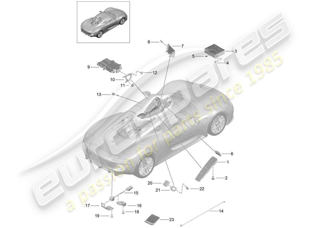 Porsche 918 Spyder (2015) radio unit Parts Diagram