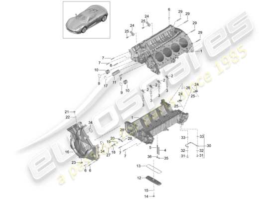 a part diagram from the Porsche 918 Spyder parts catalogue