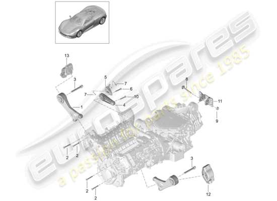 a part diagram from the Porsche 918 Spyder parts catalogue