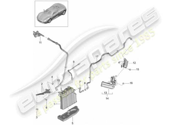 a part diagram from the Porsche 918 Spyder parts catalogue