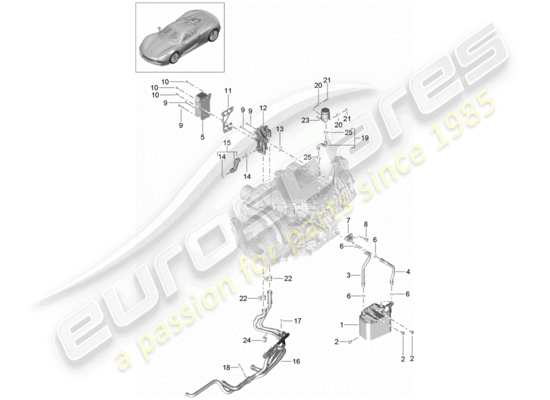 a part diagram from the Porsche 918 Spyder parts catalogue