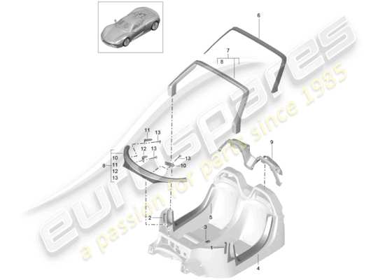 a part diagram from the Porsche 918 Spyder parts catalogue