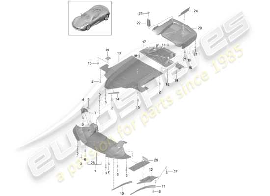 a part diagram from the Porsche 918 Spyder (2015) parts catalogue