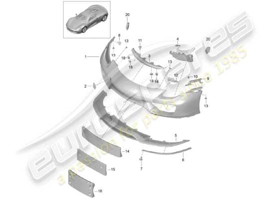 a part diagram from the Porsche 918 Spyder parts catalogue