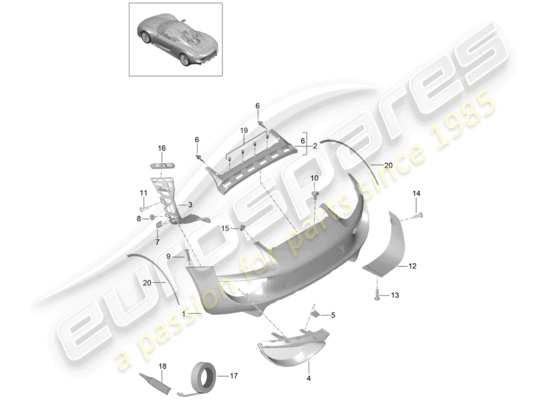 a part diagram from the Porsche 918 Spyder parts catalogue