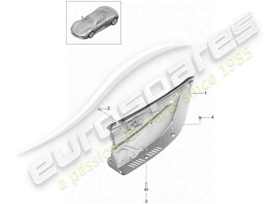 a part diagram from the Porsche 918 Spyder parts catalogue