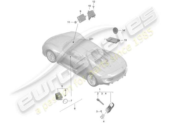 a part diagram from the Porsche 918 Spyder parts catalogue