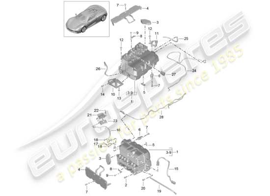 a part diagram from the Porsche 918 Spyder parts catalogue