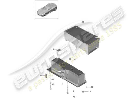 a part diagram from the Porsche 918 Spyder parts catalogue