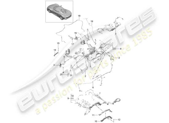 a part diagram from the Porsche 918 Spyder parts catalogue