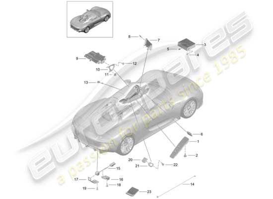 a part diagram from the Porsche 918 Spyder parts catalogue