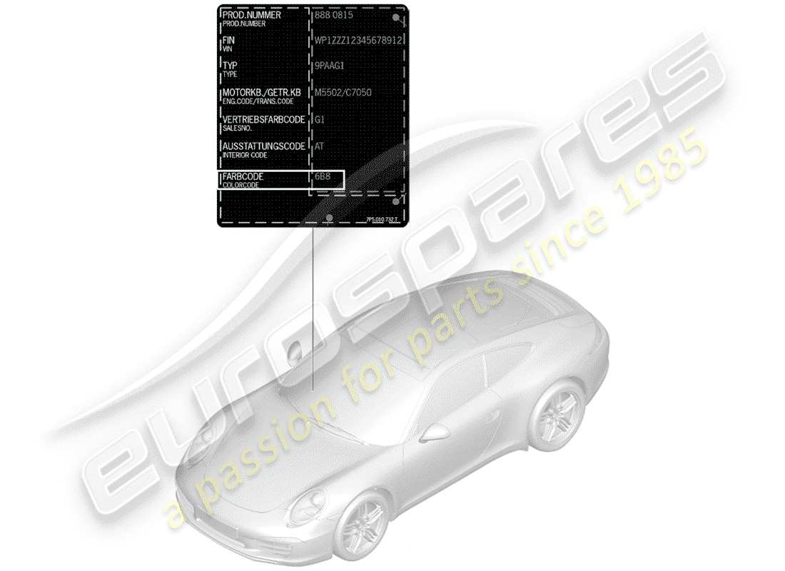 Porsche 991 (2013) paint touch-up stick Part Diagram