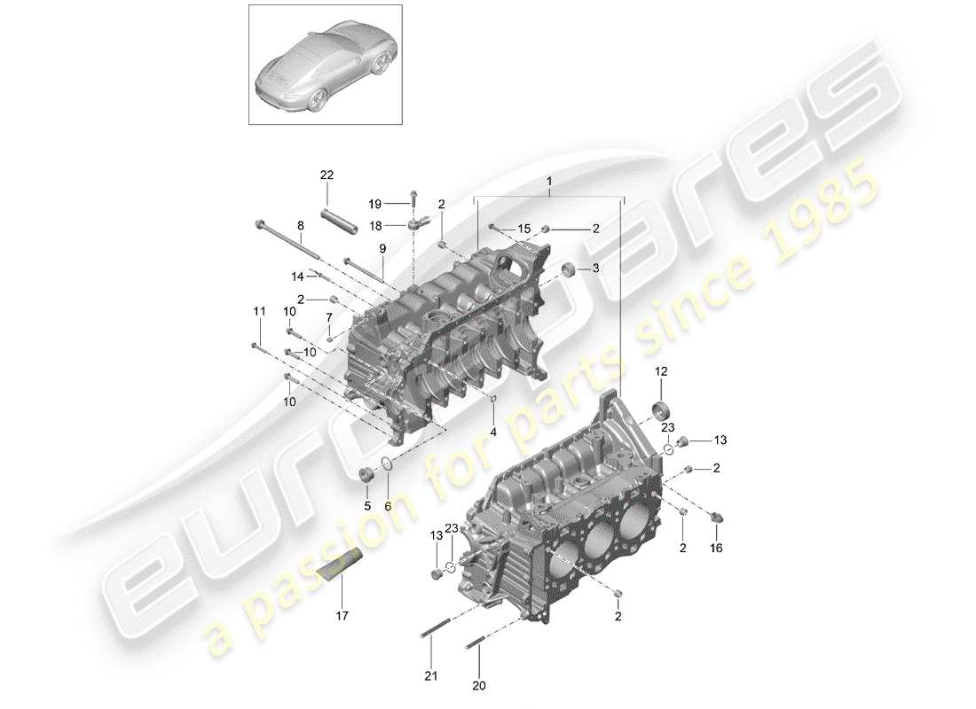 Porsche 991 (2013) crankcase Part Diagram