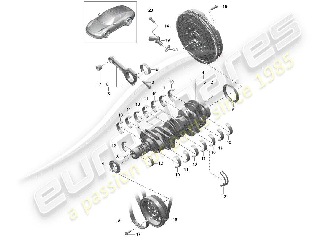 Porsche 991 (2013) crankshaft Part Diagram