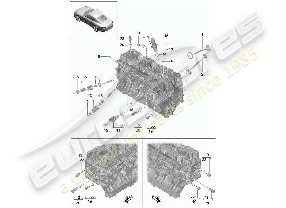 Porsche 991 (2013) CYLINDER HEAD Part Diagram