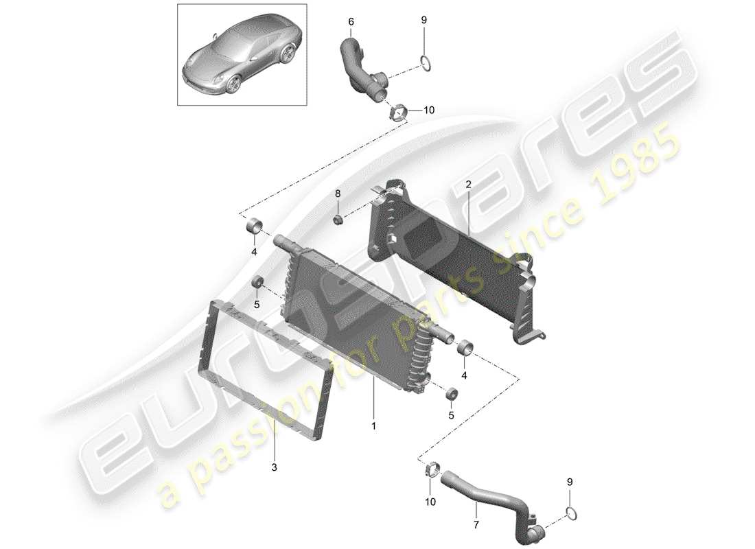 Porsche 991 (2013) RADIATOR Part Diagram