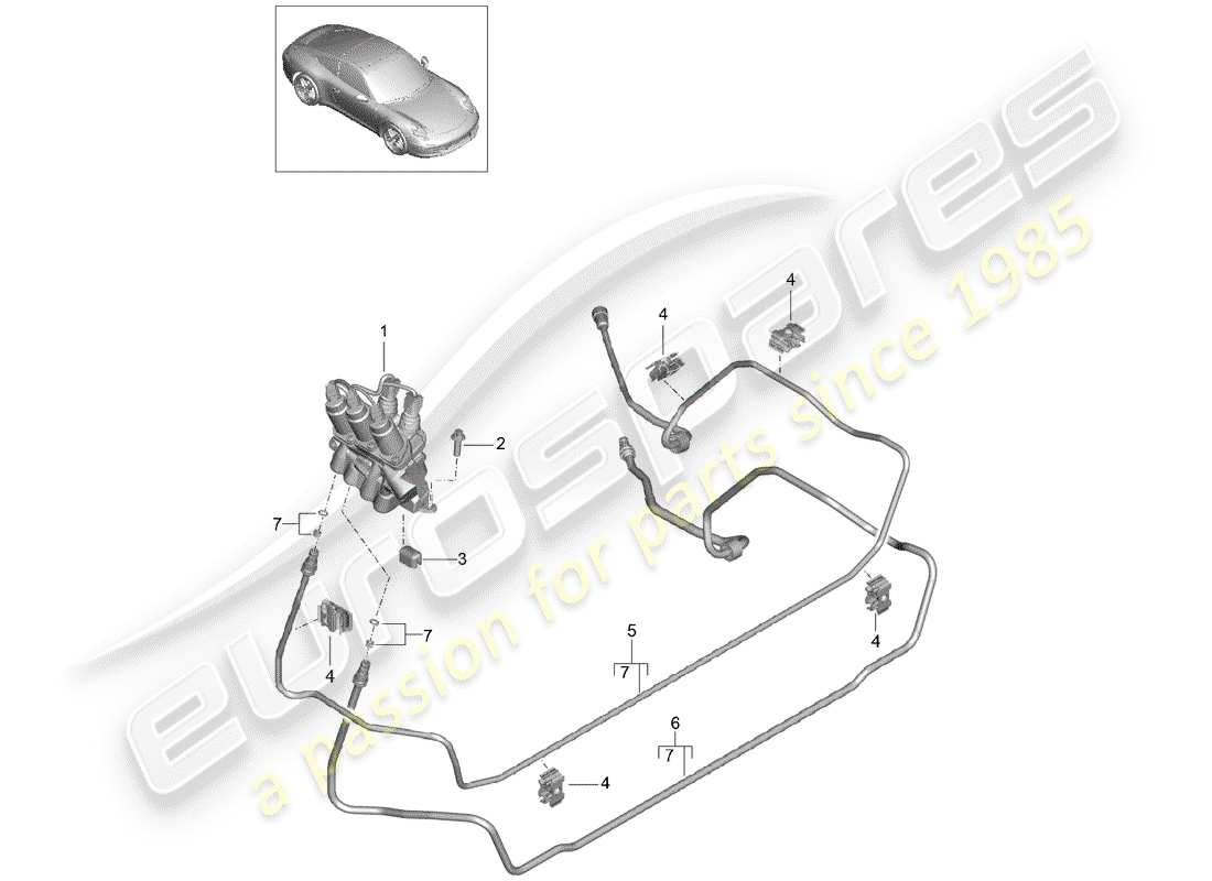 Porsche 991 (2013) lines Part Diagram
