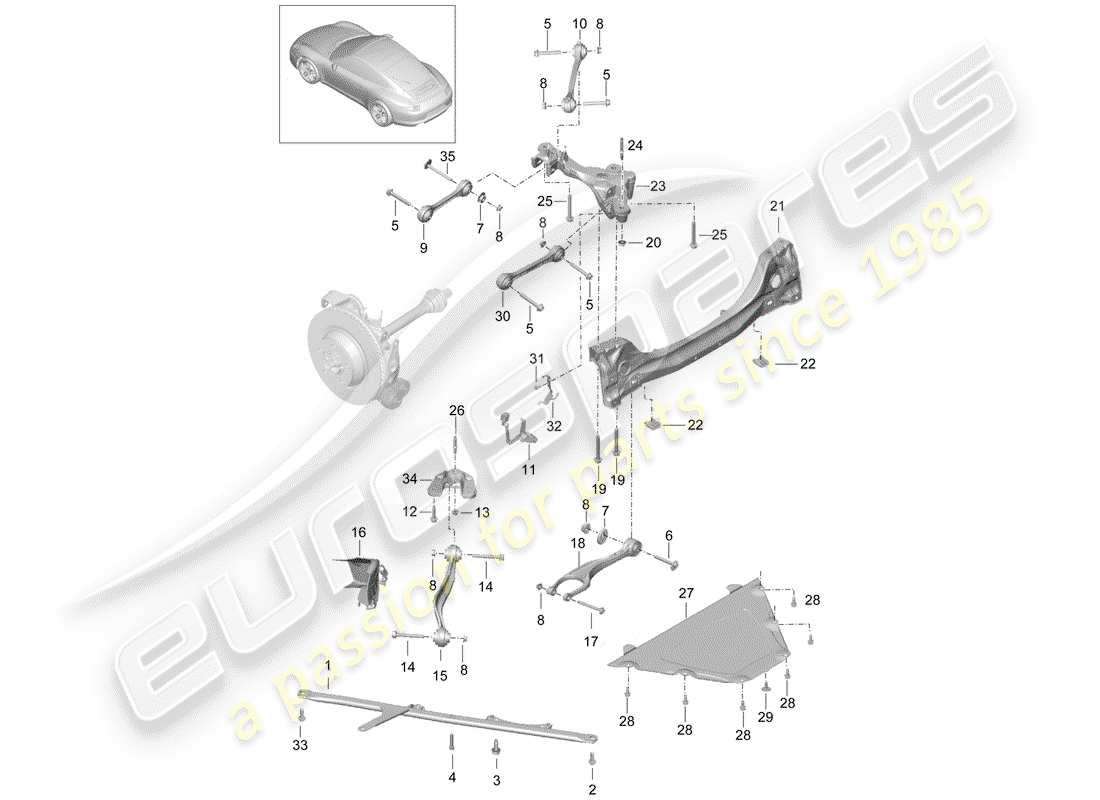 Porsche 991 (2013) rear axle Part Diagram