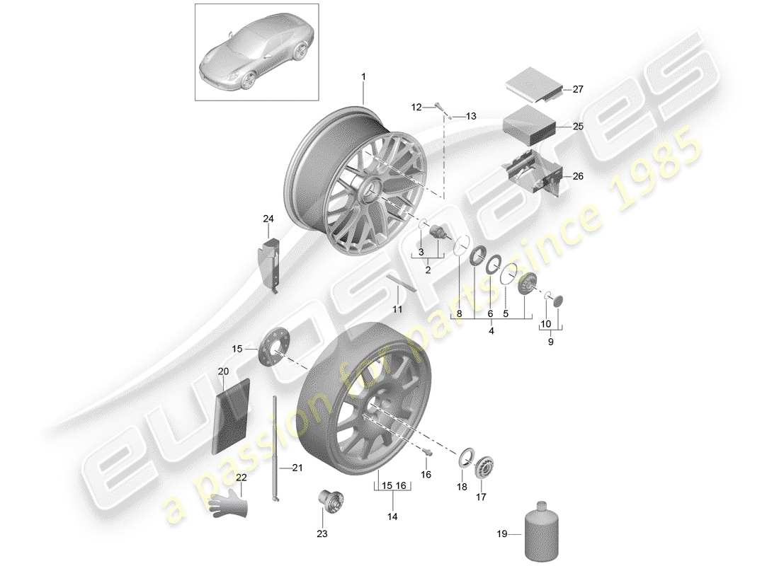 Porsche 991 (2013) Wheels Part Diagram