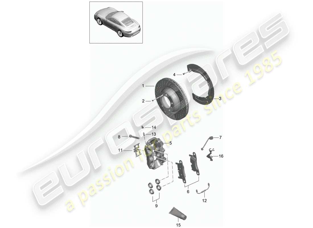 Porsche 991 (2013) disc brakes Part Diagram