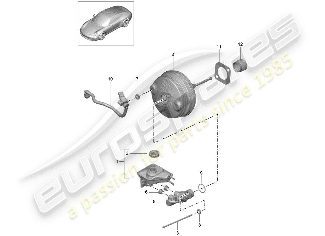 Porsche 991 (2013) brake master cylinder Part Diagram
