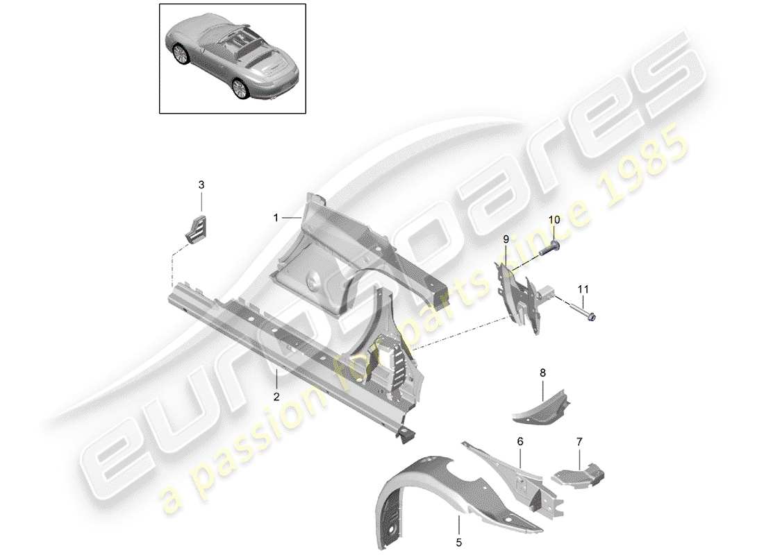 Porsche 991 (2013) SIDE PANEL Part Diagram