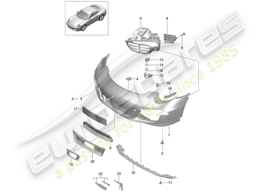 Porsche 991 (2013) BUMPER Part Diagram