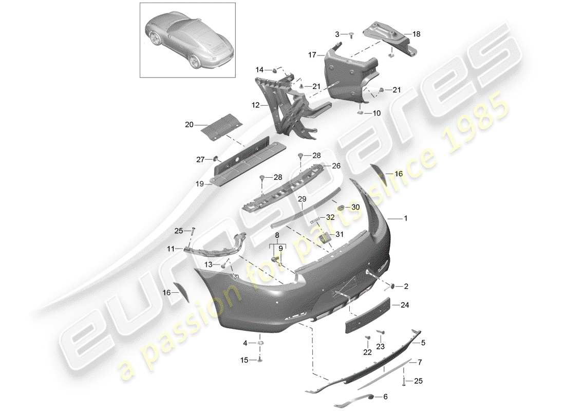 Porsche 991 (2013) BUMPER Part Diagram