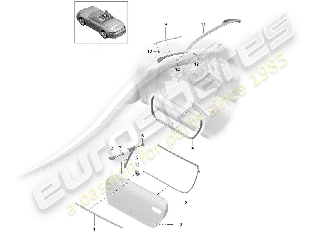 Porsche 991 (2013) DOOR SEAL Part Diagram