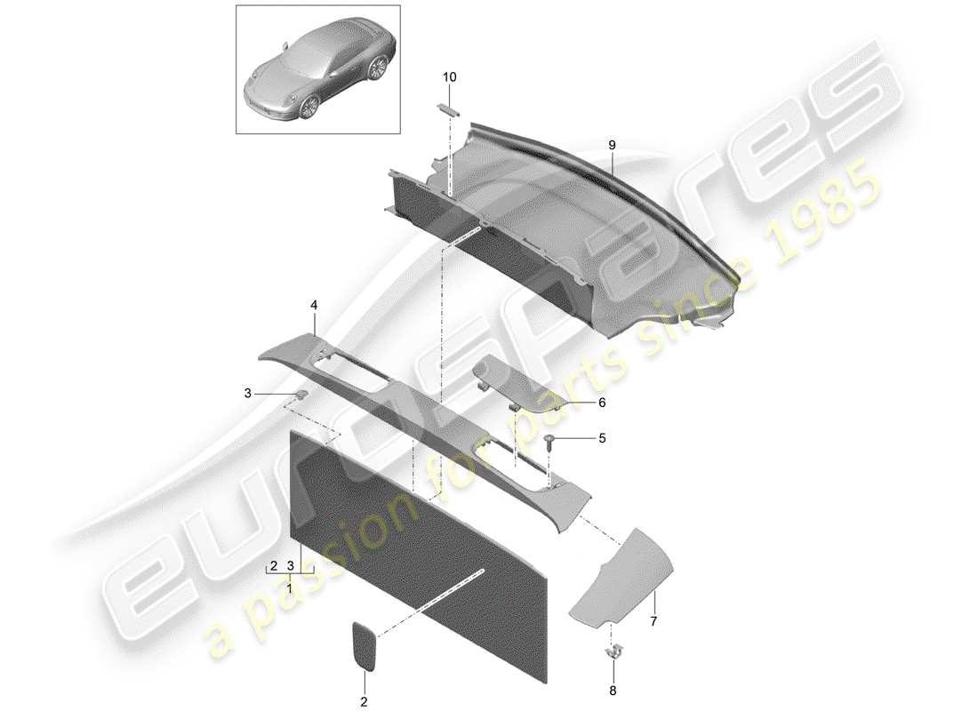 Porsche 991 (2013) LINING Part Diagram