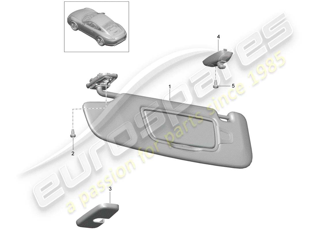 Porsche 991 (2013) SUN VIZORS Part Diagram