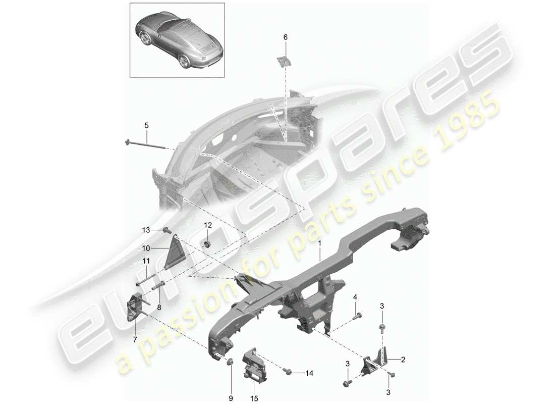 Porsche 991 (2013) retaining frame Part Diagram
