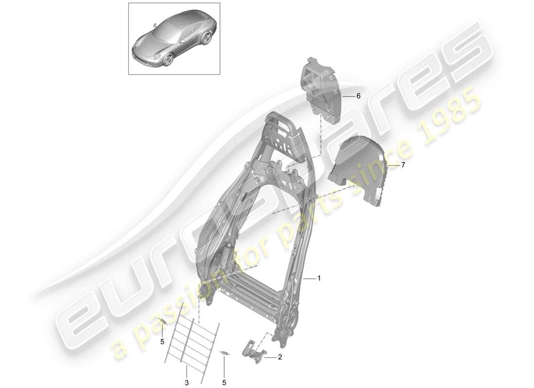 Porsche 991 (2013) FRAME - BACKREST Part Diagram