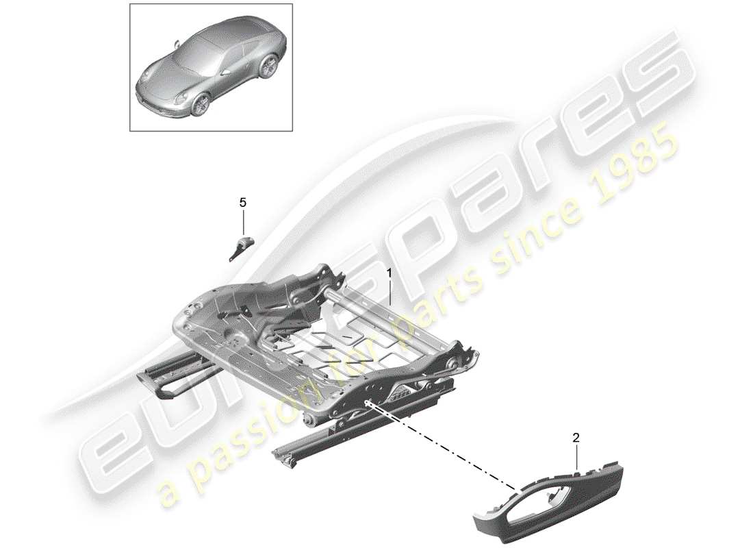 Porsche 991 (2013) seat frame Part Diagram