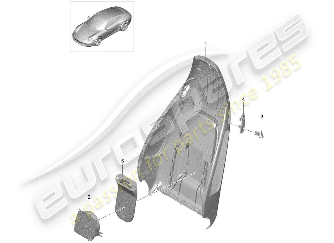 Porsche 991 (2013) backrest shell Part Diagram