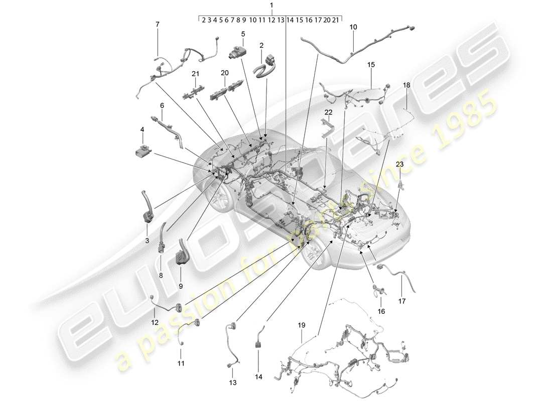 Porsche 991 (2013) wiring harnesses Part Diagram