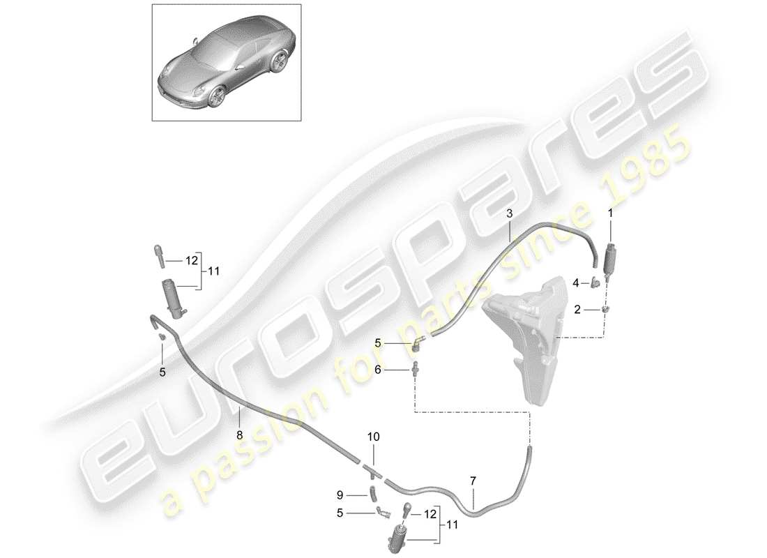 Porsche 991 (2013) HEADLIGHT WASHER SYSTEM Part Diagram