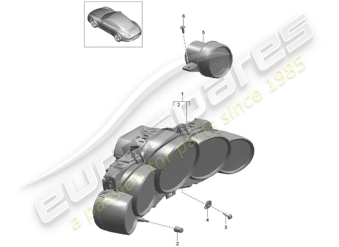 Porsche 991 (2013) Instruments Part Diagram