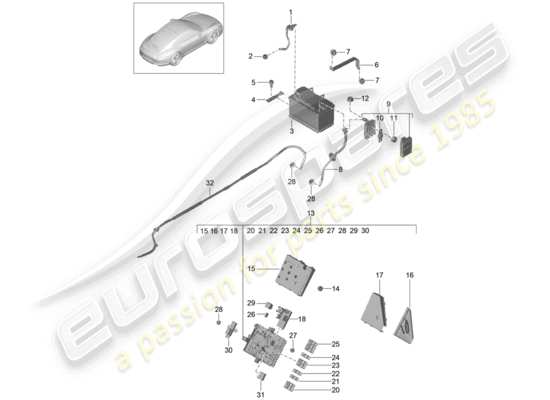 a part diagram from the Porsche 991 parts catalogue