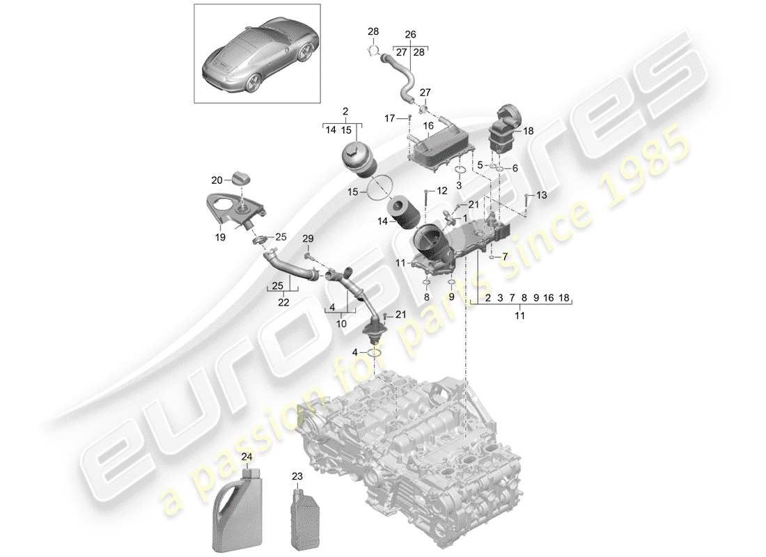 Porsche 991 (2014) Engine Lubrication Part Diagram