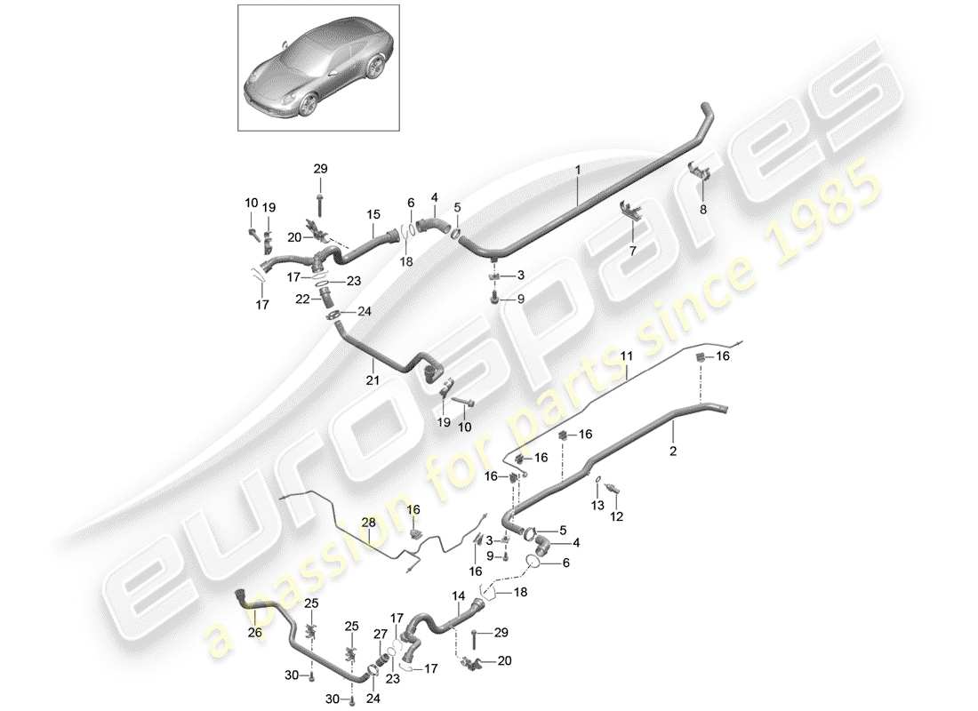 Porsche 991 (2014) water cooling 2 Part Diagram