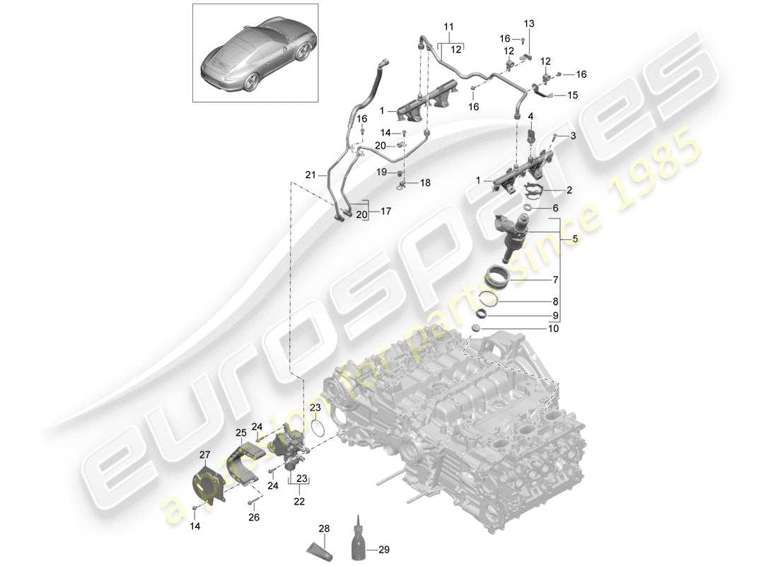 Porsche 991 (2014) FUEL COLLECTION PIPE Part Diagram