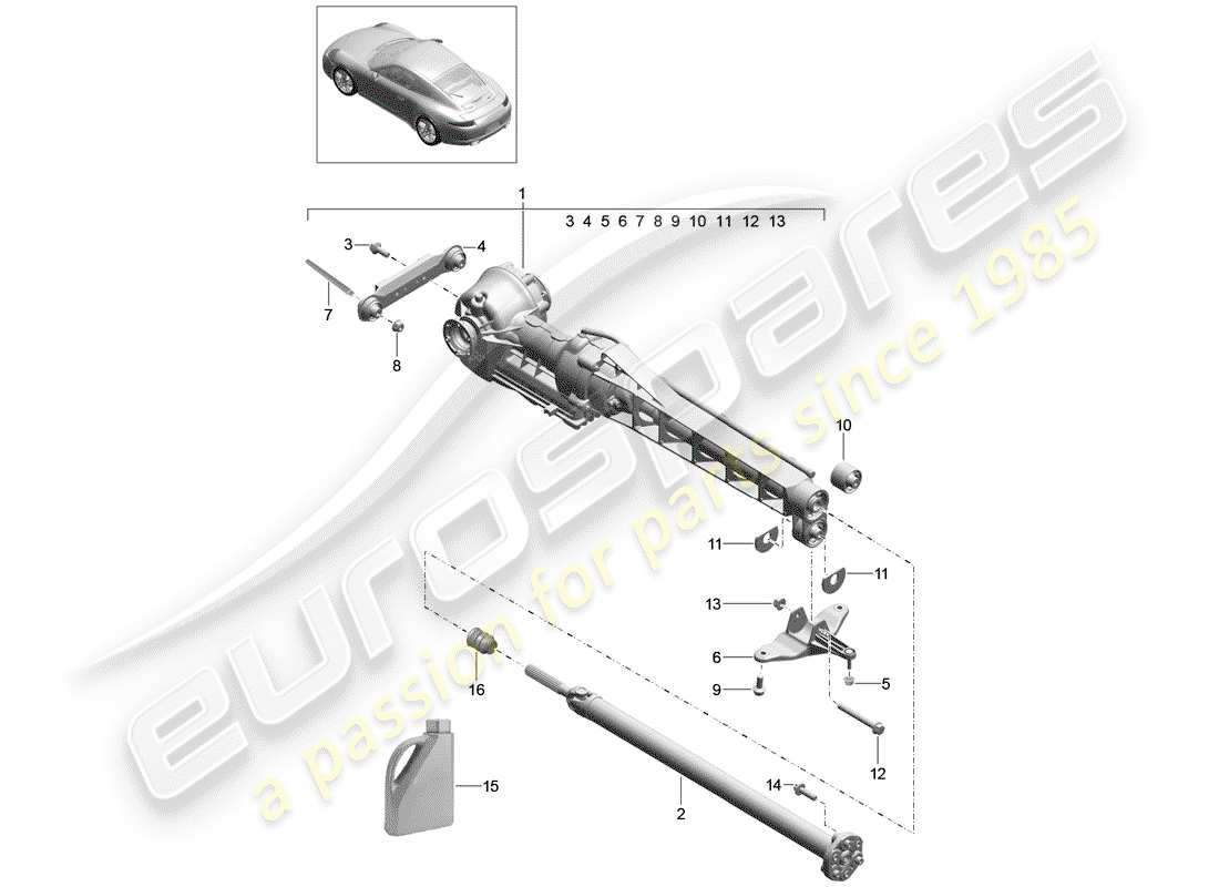 Porsche 991 (2014) front axle differential Part Diagram